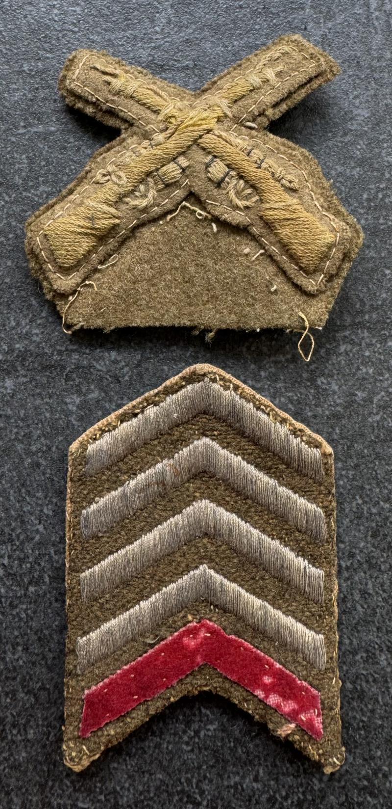 WW1 Marksman / Overseas Service Stripes Removable Badge Set