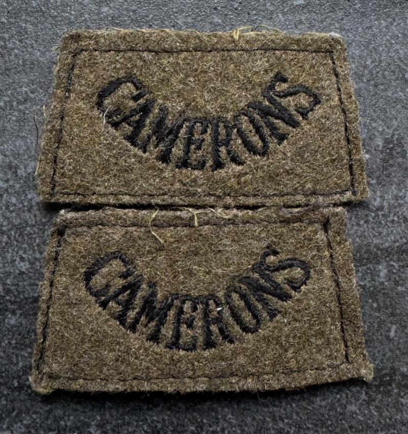 WW2 Cameron Highlanders Slip On Shoulder Titles