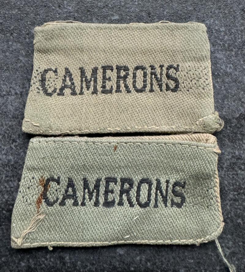 WW2 Cameron Highlanders Slip On Shoulder Titles