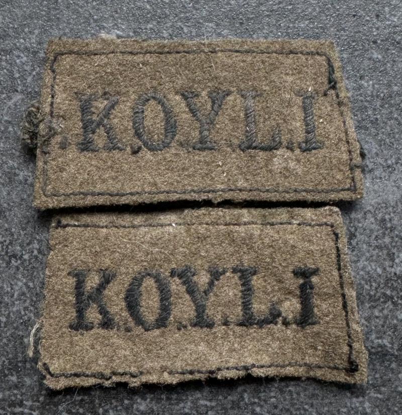 WW2 King’s Own Yorkshire Light Infantry Slip On Shoulder Titles