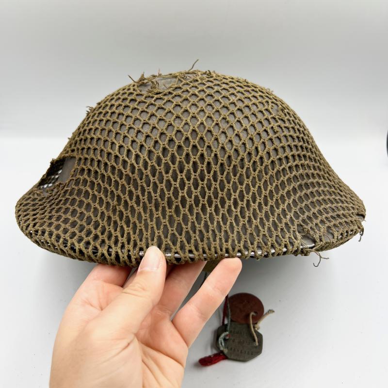 WW2 MKII Helmet With Net & Dog Tags