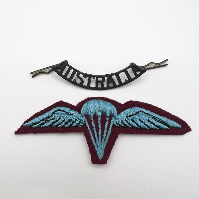 WW2 Australian Parachute Wing & Shoulder Title