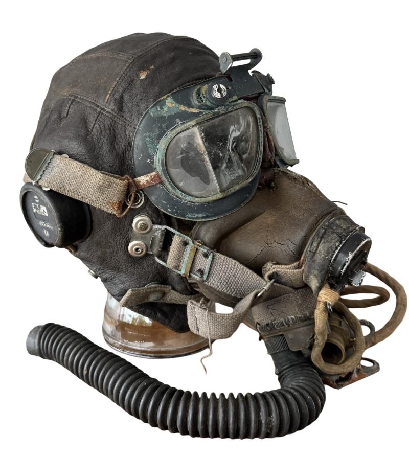 WW2 RAF Helmet, Goggles & Oxygen Mask Set